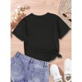 thumbnail image 3 of [Gymnastics Print T-Shirt] Girls' Summer Casual Round Neck T-Shirt with Gymnastics Print, Cotton Knit Fabric, Stretchy Short Sleeve Top with Letter Detail - Regular Fit, 3 of 6