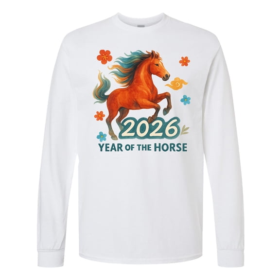 Inktastic 2026 Year of the Horse Chinese Zodiac Celebration Long Sleeve T-Shirt
