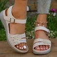 thumbnail image 6 of HAOTAGS Dressy Wedge Sandals for Women Flower Breathable Open Toe Walking Shoes Beige Size 9, 6 of 9