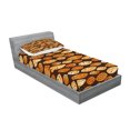 thumbnail image 2 of Ambesonne Abstract Fitted Sheet & Pillow Sham Set, Spots Waves Elliptic, Twinxl, Orange Brown, 2 of 2