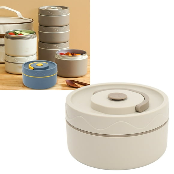 Marmite Thermique Portable Marmite Thermique 420 ml Crock Pot à Rétention de Chaleur Acier Inoxydable Double Couche Portable Forme Ronde Contenant Thermique pour Lunch Thermiquement