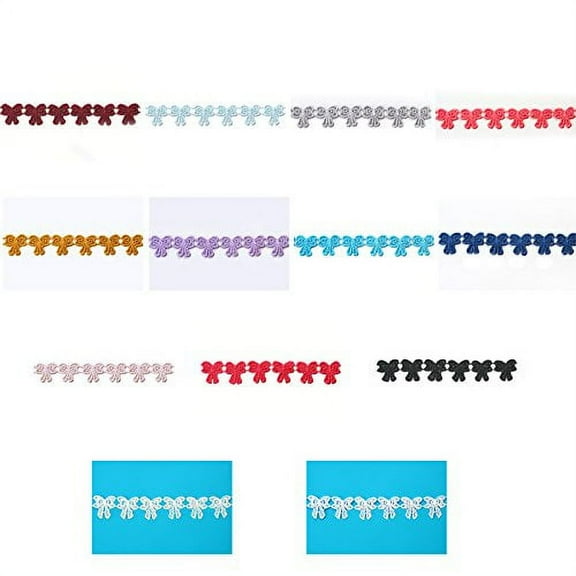 Altotux 1" 13 Colors of Embroidered Ribbon Bow Tie Venice Lace Trim Cuttable Guipure Scrapbooking Design Crafts Piping Sewing Supplies By 2 Yards