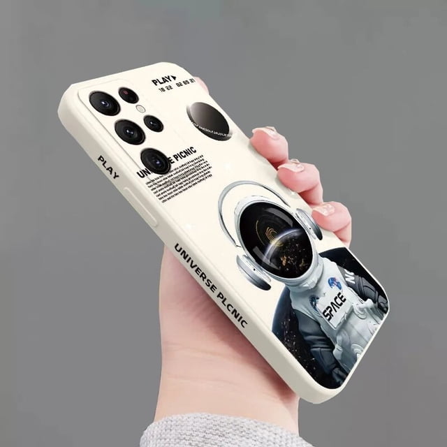 Funda cuadrada de silicona con dibujos animados de astronauta para Samsung Galaxy, S23 Ultra, S22 Plus, S21 FE, Note 20, A32, A52, A72, A13, A33, A34, A54, 5G Fivean unisex