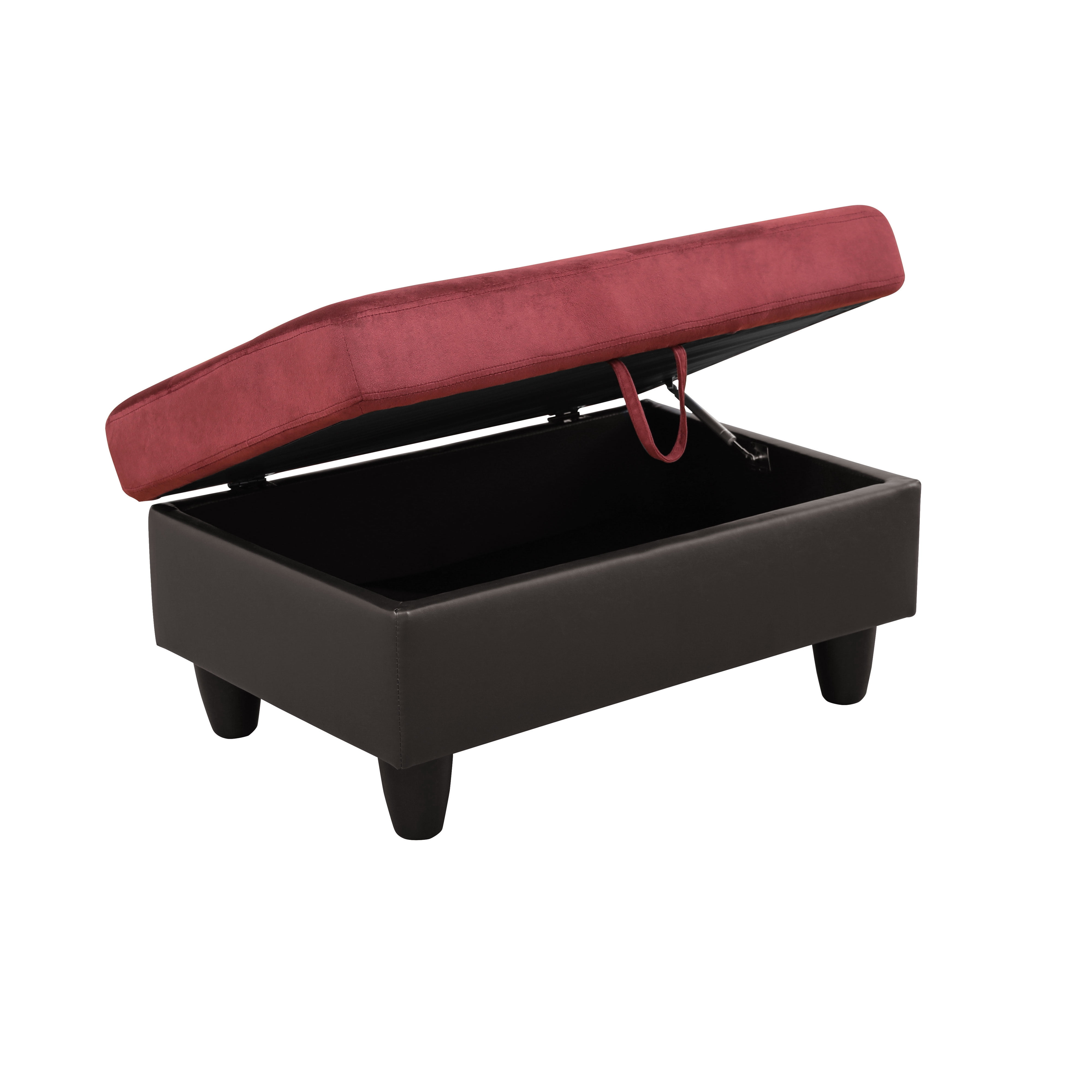 MAYEERTY 103.5 Inch Red Flannel PVC 3-Piece Living Room Sofa Set, Comfortable Combined Fabric Leather Couch Set