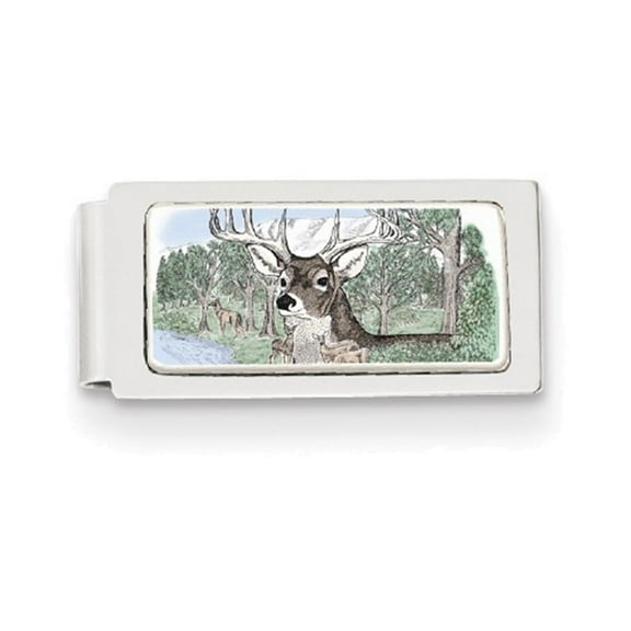 Barlow Designs Color Deer Portrait Hinged Money Clip