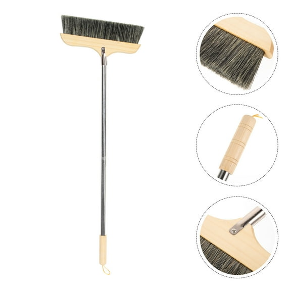 STOBOK Heavy Duty Wooden Bristle Broom for Home Use with Long Handle and Easy Storage Multi Color