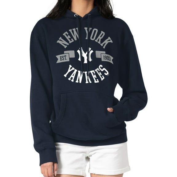 Women's G-III 4Her by Carl Banks Navy New York Yankees City Graphic Pullover Hoodie