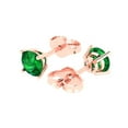 thumbnail image 2 of 1.5 ct Push-Back Stud Earrings for Women | 6mm Round Cut Simulated Emerald | 18K Rose Gold, 2 of 5