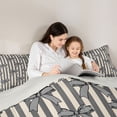 thumbnail image 5 of jejeloiu Ribbon Bow Tie Twin Comforter Sets,Gray Beige Striped Bedding Set For Girl Teens Reversible 2-Piece, 5 of 8