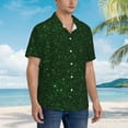 thumbnail image 3 of Fotbe Emerald Green Sparkling Camisa Hawaiana para Hombre Unisex – Camisa Casual de Verano con Botones de Manga Corta de Algodón y Lino,X-Large, 3 of 7
