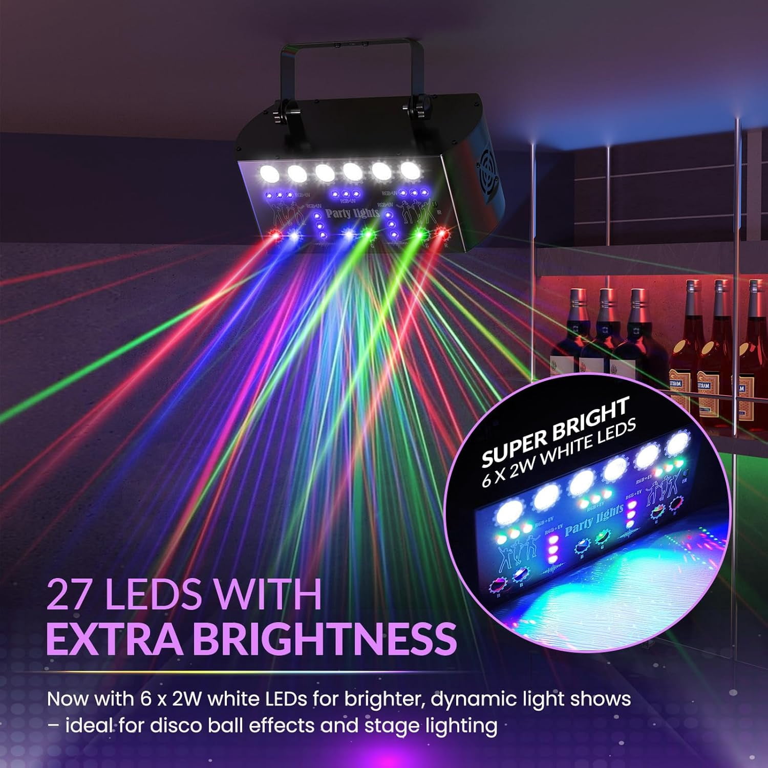 BAKOD 27-Eyes Laser Stage Light – RGB Rave Beam Show Projector for DJ, Disco, Party, Club, Bar, Parties, Rave