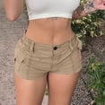thumbnail image 4 of BLVB Women's Mini Cargo Shorts Elastic Waist Low Rise Slim Fitted Vintage Streetwear Summer Casual Chino Shorts, 4 of 5