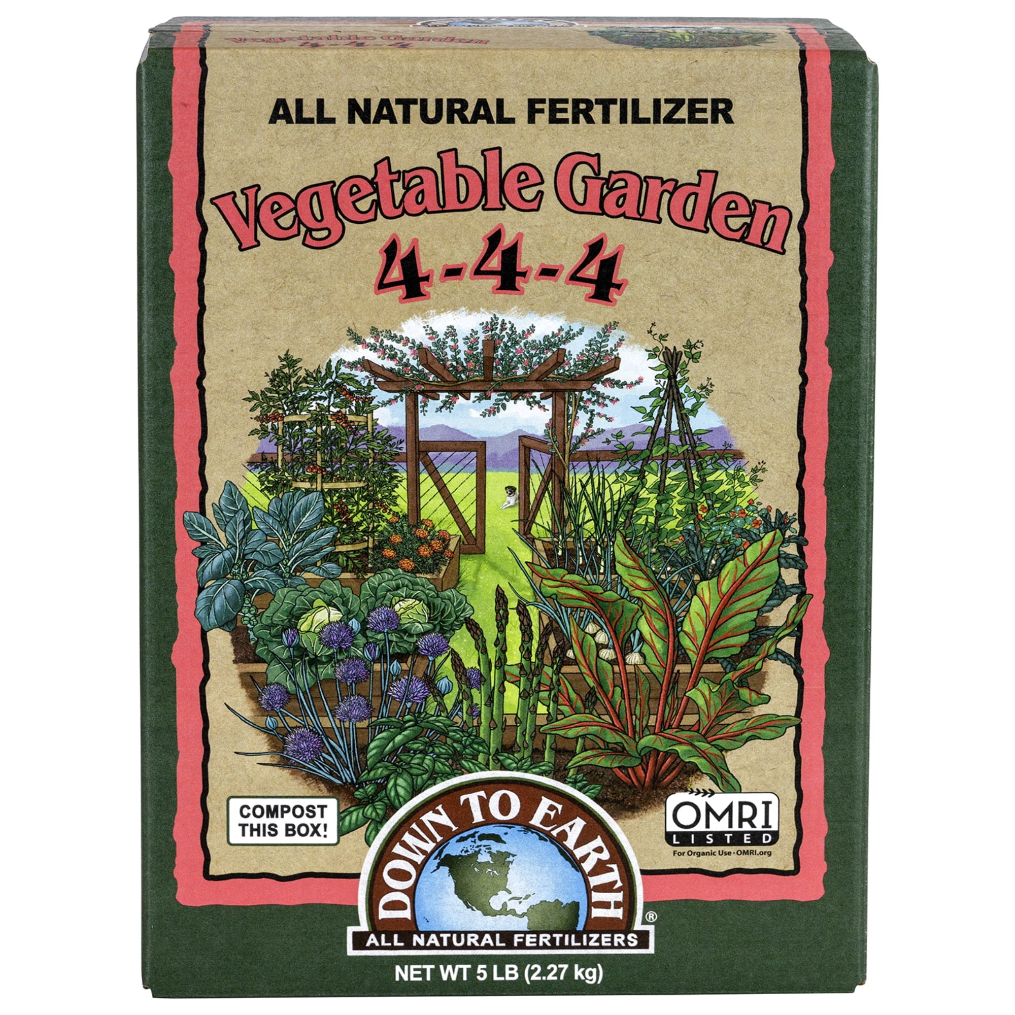 Down to Earth, Organic Vegetable Garden Fertilizer, 4-4-4, 1lb