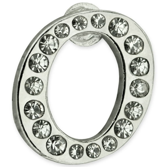 PinMart's Silver Plated Rhinestone Alphabet Letter O Lapel Pin