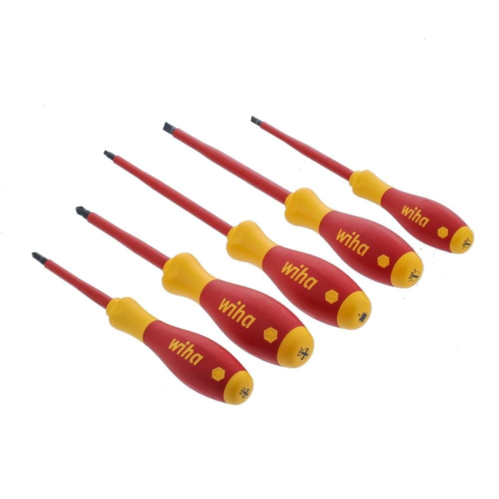 Wiha Tools 5 Piece Insulated SoftFinish Slotted/Phillips Screwdriver Set