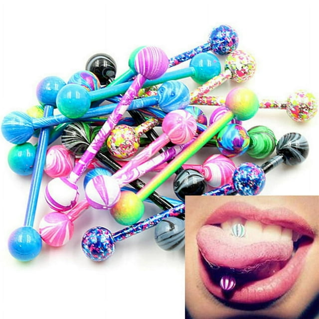 10 Pcs/Set Bagues de Langue de Barre en Acier Inoxydable Perçage de Tétine Bijoux pour le Corps