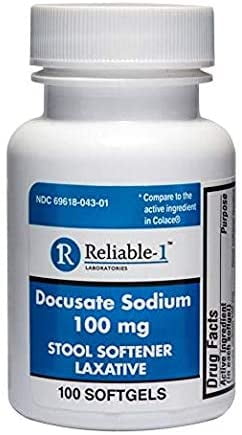 Docusate Sodium Stool Softener (100 mg, Soft Gel)