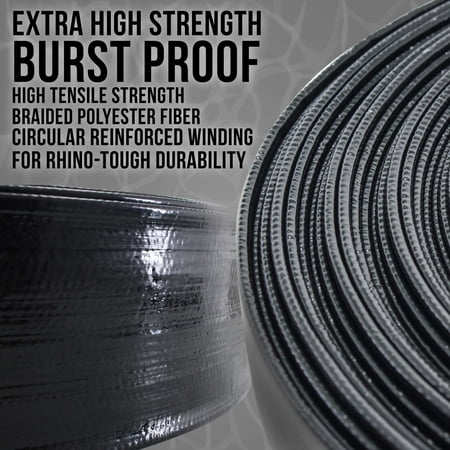 U.S. Pool Supply Black Rhino 1-1/2 x 100' Pool Backwash Hose with Hose Clamp - Extra Heavy Duty Superior Strength, Thick 1.2mm (47mils) - Weather Burst Resistant - Drain Clean Swimming Pools