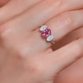 thumbnail image 4 of Gem Stone King 10K White Gold Pink Mystic Topaz, White Lab Grown Diamond Engagement Ring for Women | 2.14 Cttw | Oval 8X6MM | Gemstone November Birthstone | Size 8, 4 of 5