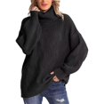 thumbnail image 2 of Domzest Turtleneck Sweater Womens Chunky Cable Knit Pullover Sweaters Long Sleeve Loose Fit Fall Winter Jumper Top Black XXL, 2 of 7