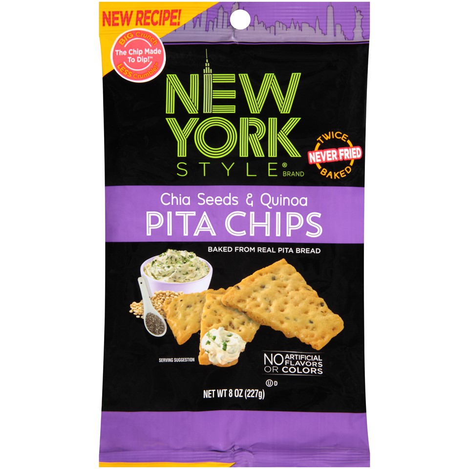 New York Style Pita Chips, Chia & Quinoa, 8 Oz