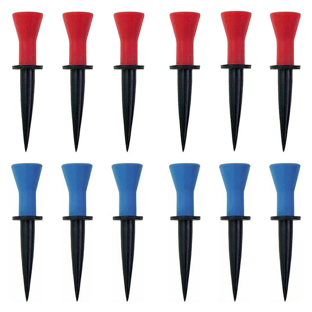 kurtrusly Pack de 12 Tees de Golf Balle en Plastique Support Stable Portable Réutilisable à l'Extérieur de Golf Intérieur Pratique Accessoires Apprenants 6Pcs Rouge + 6Pcs Bleu 76mm