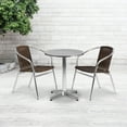 thumbnail image 2 of Flash Furniture Lila 23.5'' Round Aluminum Indoor-Outdoor Table Set with 2 Dark Brown Rattan Chairs, 2 of 5
