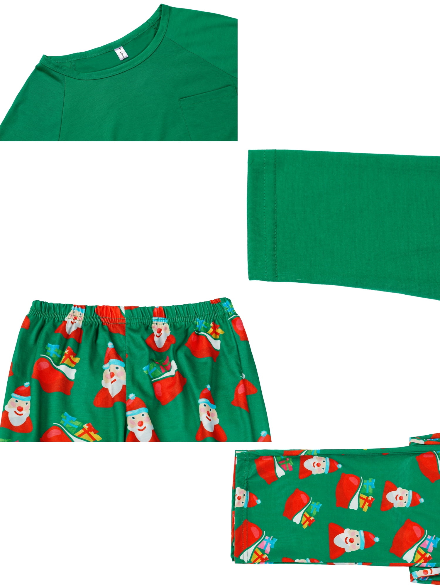 DARING DIVA Pajamas Christmas Santa Family Pajama Long Sleeve Family Pajama Sets XS Teen Green
