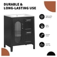 thumbnail image 4 of PAPROOS 24 inch Bathroom Vanity with Sink, Wood Freestanding Bathroom Cabinet Vanity with 2 Drawers and Door, Modern Bathroom Storage Cabinet with Glass Door, Adjustable Shelf and Solid Frame, Black, 4 of 12