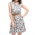 thumbnail image 1 of INSPIRE CHIC Women's Printed Half Placket Sleeveless Belted Dress, 1 of 7