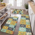 thumbnail image 2 of Orange Boho Bohemia Floral Geometric Pattern Kitchen Rugs Sets Of 3,Kitchen Runner Rugs Non Skid Washable,Decorative Kitchen Floor Mats for Kitchen,Sink,Laundry,17"x30"+ 17"x47" + 17"x59", 2 of 6