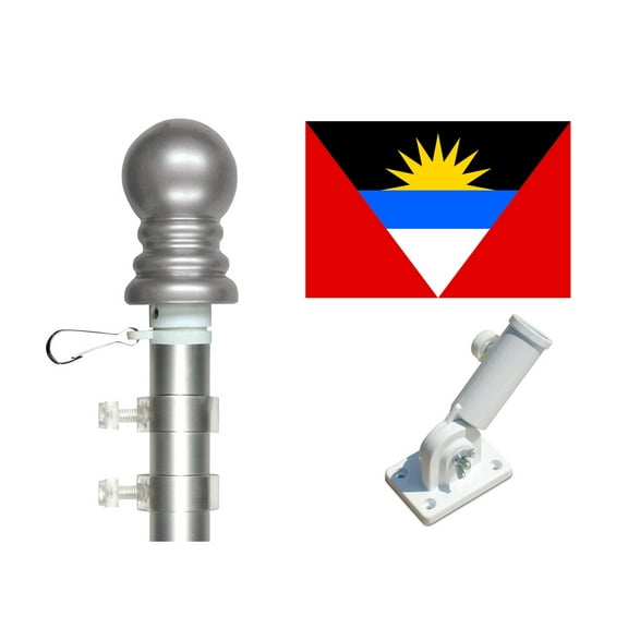 Antigua 3'x5' Flag and Spinner Flagpole Set, Includes Flag, 6' Spinner Pole and Bracket