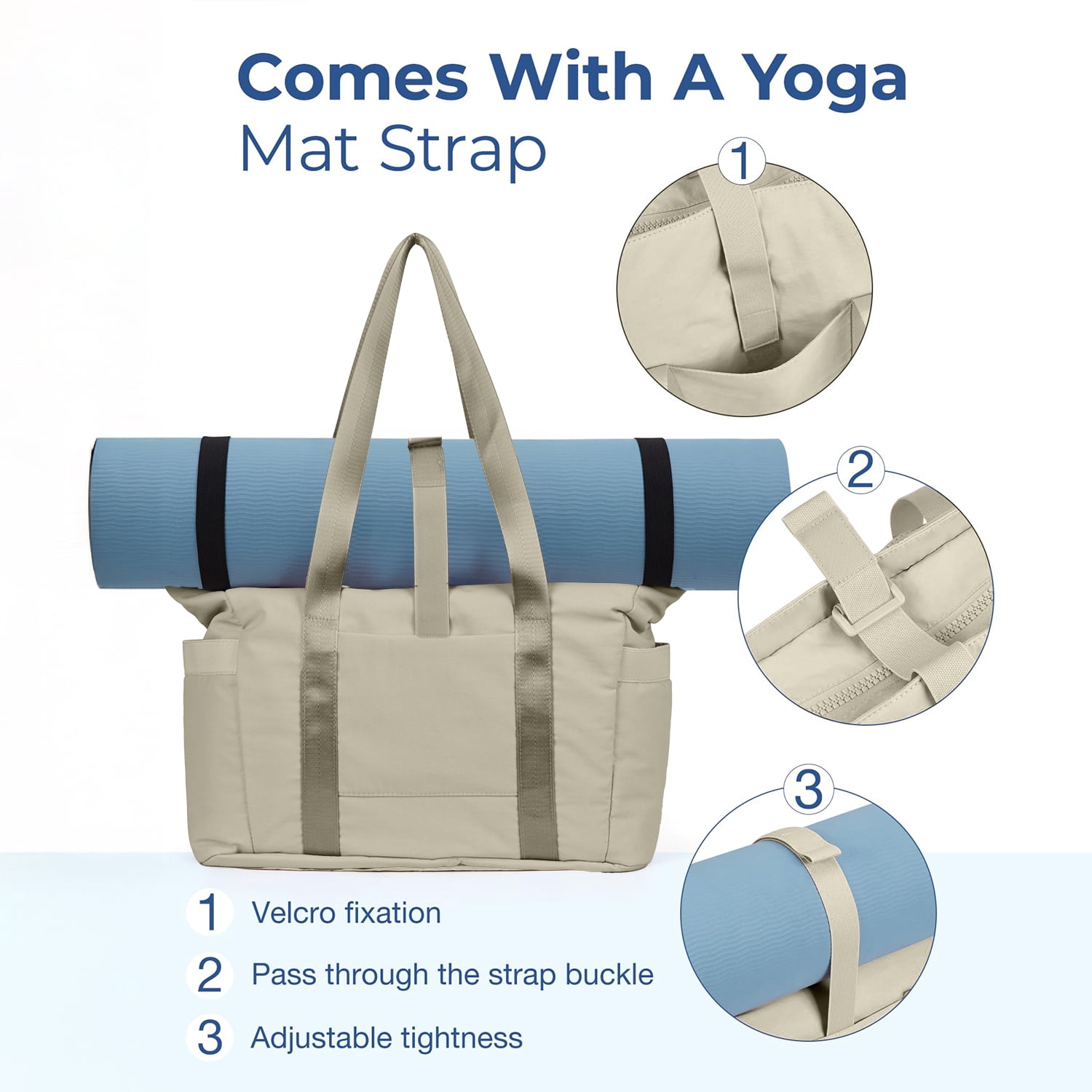 Gynky Tote Bag for Women, Gym Bag Multi-Pocket Lightweight Duffel Bags Puffy Yoga Mat Bag with Compartments, Quilted Large Nurse Shoulder Handbag Yoga Bag Travel Duffle for Work Dance Sports