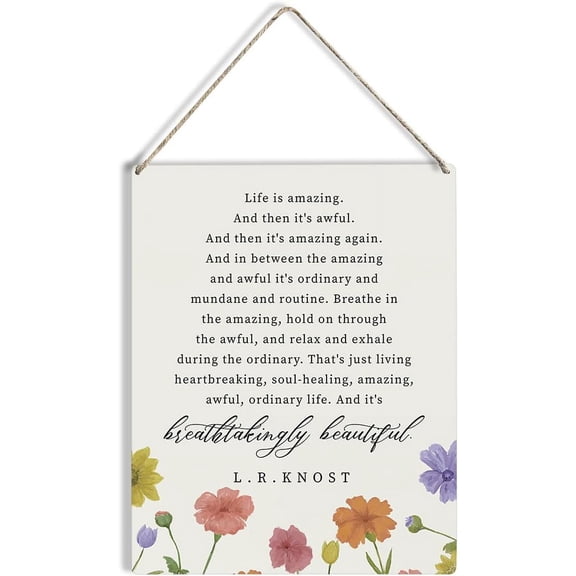 Motivational Quote Life is Amazing Wood Sign 8x10 Positive Wooden Hanging Plaque for Home Wall Art Decoration Present