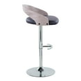 thumbnail image 5 of LumiSource Chrome Metal, Light Grey Wood, Black PU Grotto Adjustable Barstool - Set of 2, 5 of 6