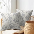 thumbnail image 5 of Floral Pillow Covers 20x20 Inch Blue and Cream Outdoor Decorative Throw Pillows Set of 2 Vintage Floral Pillowcase Chinoiserie Flower Pillow Cases for Sofa Couch Home Decor, 5 of 6