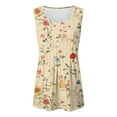 thumbnail image 5 of vigerkar Women's Summer Tank Tops Pleated Crew Neck Floral Solid Loose Fit Casual Sleeveless Flowy Boho Tunic Shirts (Light Yellow, L), 5 of 6