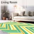 thumbnail image 2 of ODIKA 4'x6' Machine Washable Non-Slip Area Rug, Retro Optical Illusion Showcasing Zigzag Motif High Traffic Rug with Pad, Green, 525327, 2 of 8
