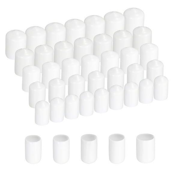 100pcs Round Rubber End Caps 3/8" 3/8" 7/16" 1/2" 1/2" White Vinyl Cover Screw Thread Protectors