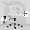thumbnail image 4 of Armless Cream White Office Chair | Adjustable Height Task Chair for Home & Study - Linen-Feel Fabric, 25.6" Wide, 37" High, 4 of 7