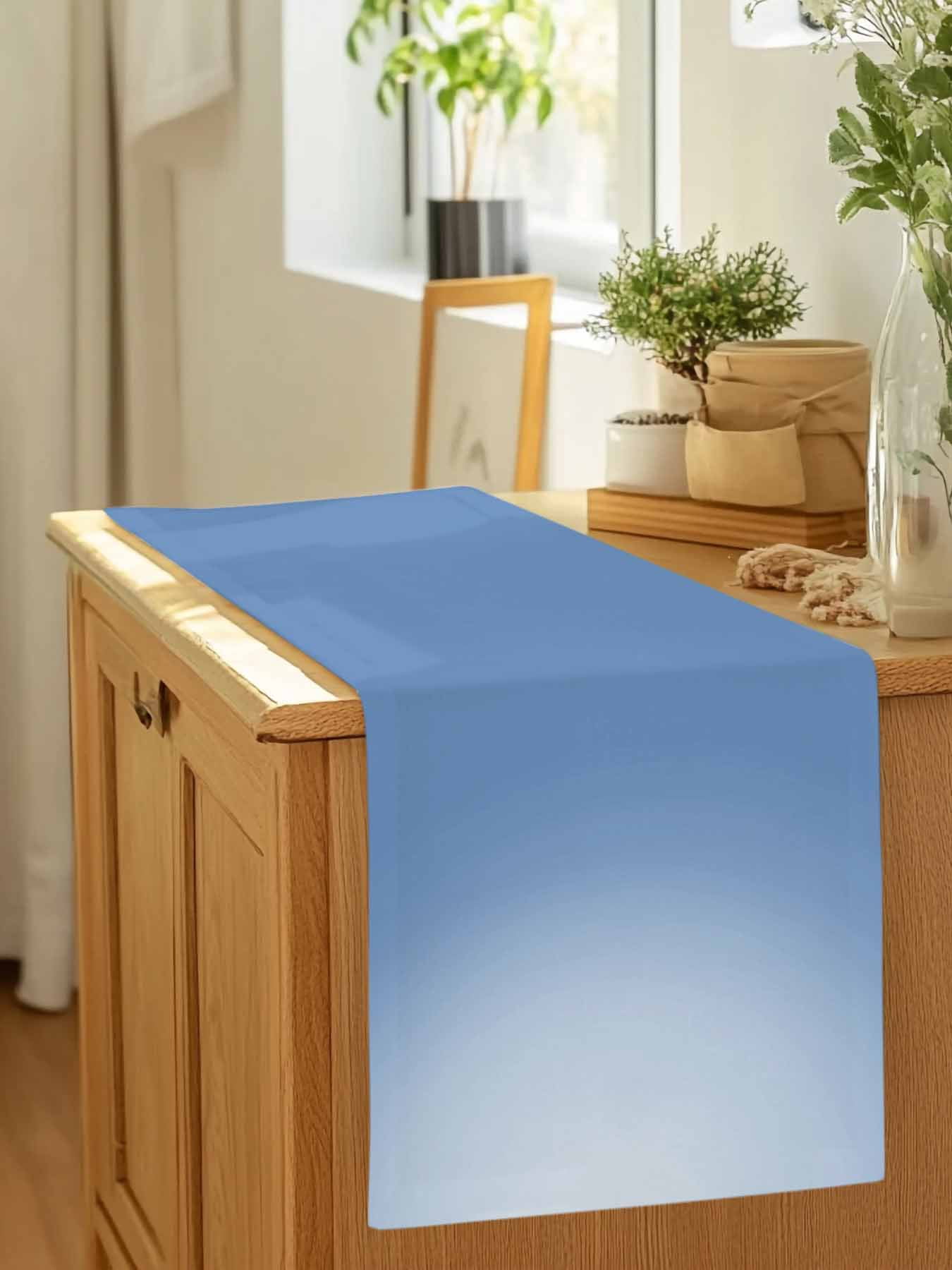 Watercolor Blue Gradient Table Runner 90 Inches Long, Minimalist Style Table Runners Tabletop Scarf Kitchen Dining Tables Decoration for Home Party Indoor Outdoor
