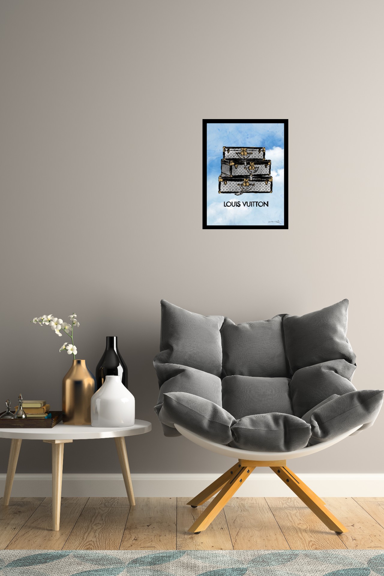 Venice Beach Collection's Designer Fashion Travel Trunks at the Beach 14x18 Framed Print