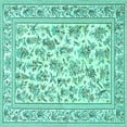 thumbnail image 1 of Ahgly Company Machine Washable Indoor Square Persian Turquoise Blue Traditional Area Rugs, 7' Square, 1 of 4
