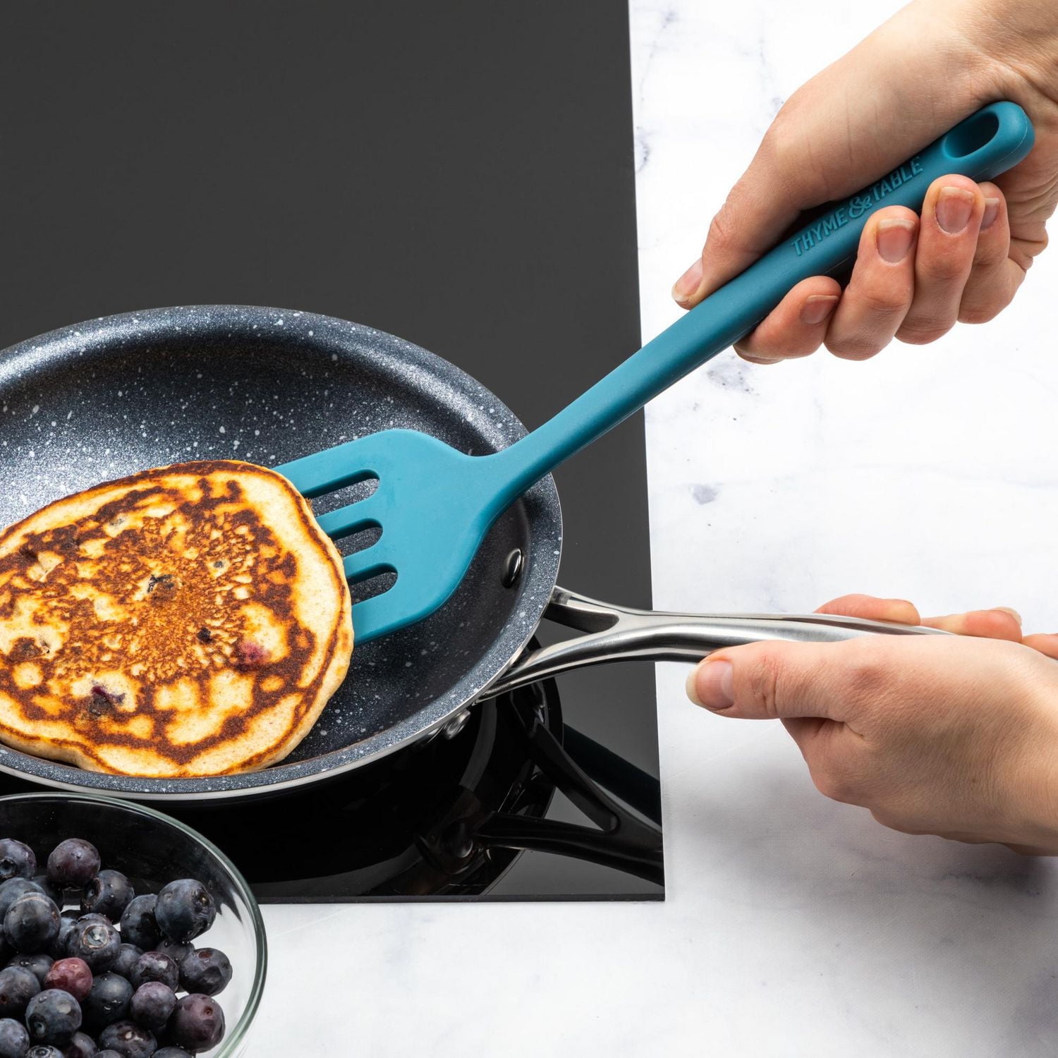 Thyme & Table Silicone Slotted Turner, Blue