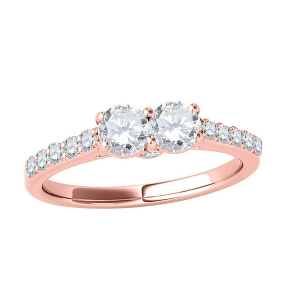Mauli Jewels Engagement Rings for Women 1/2 Carat Two Stone Diamond Ring 4 Prong-Setting14K Rose Gold