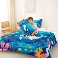 thumbnail image 4 of spefrowx Cute Narwhal Queen Comforter Set for Kids, Blue Underwater Coral Fish Print Comforter Sets Queen, Polka Dot Reversible, 3-Piece, 1 Comforter and 2 Pillowcases, 4 of 6