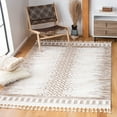 thumbnail image 2 of SAFAVIEH Moroccan Tassel Willard Wavy Striped Shag Area Rug, Ivory/Beige, 9' x 12', 2 of 8