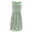 thumbnail image 4 of gakvbuo summer tank dresses for women 2024 vacation Women's Summer Fashion Solid Color Round Neck Sleeveless Pleated Piece Mid-Length Dress, 4 of 4