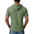 thumbnail image 4 of Trgacdwlo Mens Short Sleeve Hoodie Quick Dry Athletic Shirts for Men Moisture Wicking Sun Protection Hooded Gym Shirts Men Green L, 4 of 8
