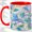 Red, variant on Blue Floral Coffee Mug, Stained Glass Bloom Art, Calm Daily Sips for Tea